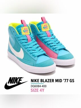 Nike Blazer Mid ’77 Dance GS Baltic Blue Pink Glow Volt Size 4Y (READ DESCRIPTI)